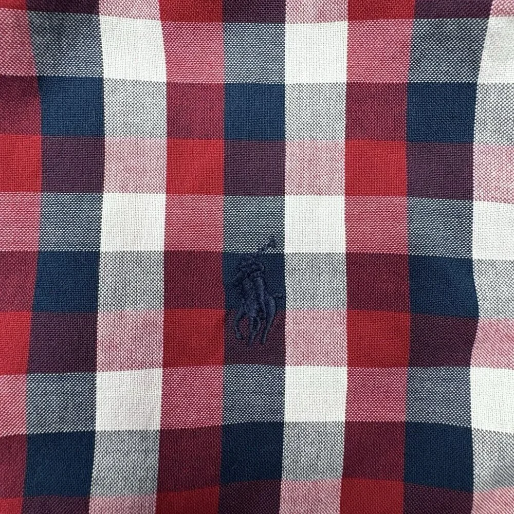 Ralph Lauren Patriotic Red White Blue Long Sleeve Button Down Shirt Youth Size M
